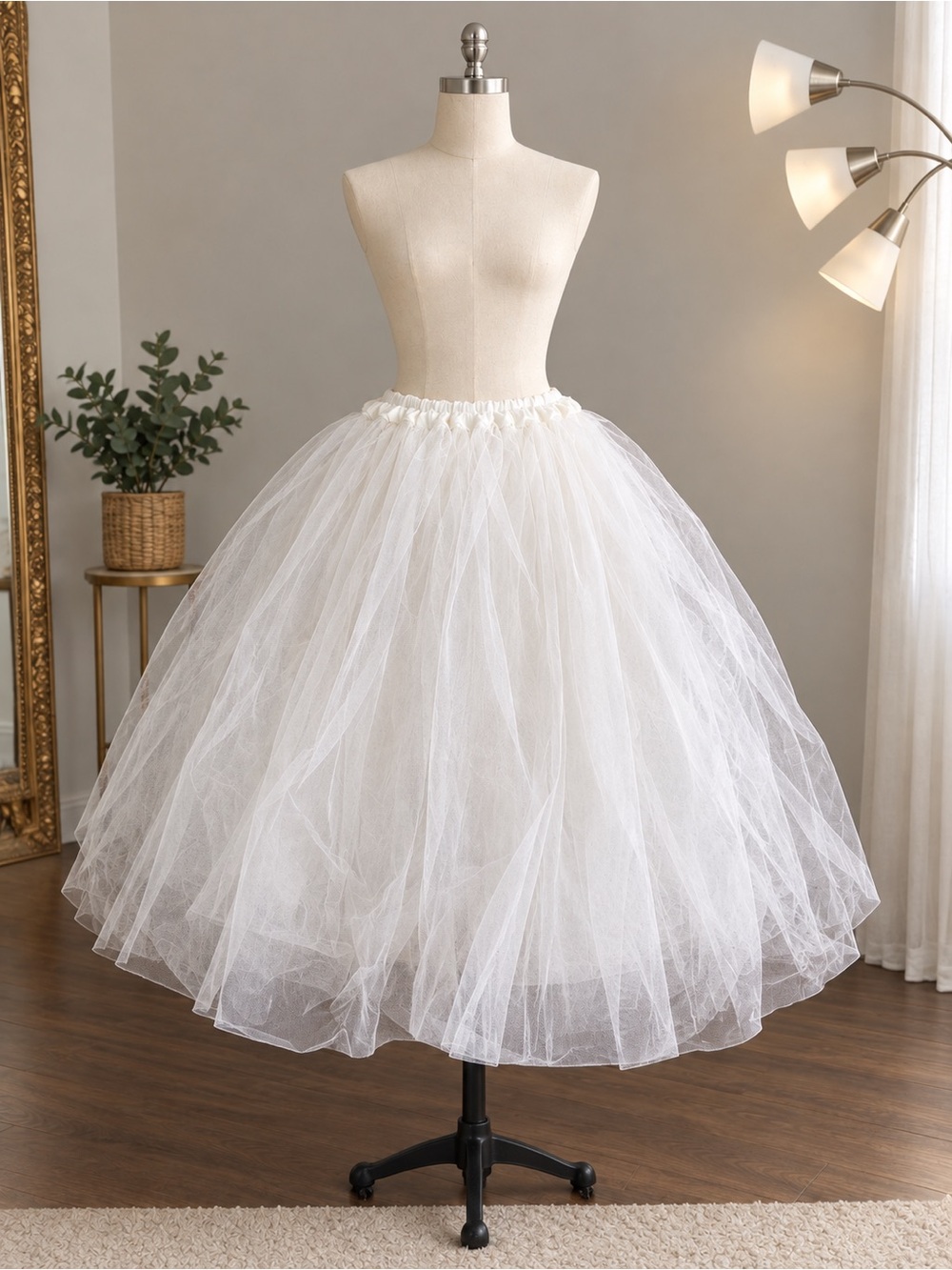 White Crinoline Tulle Petticoat Skirt - Voluminous Bridal Underskirt
